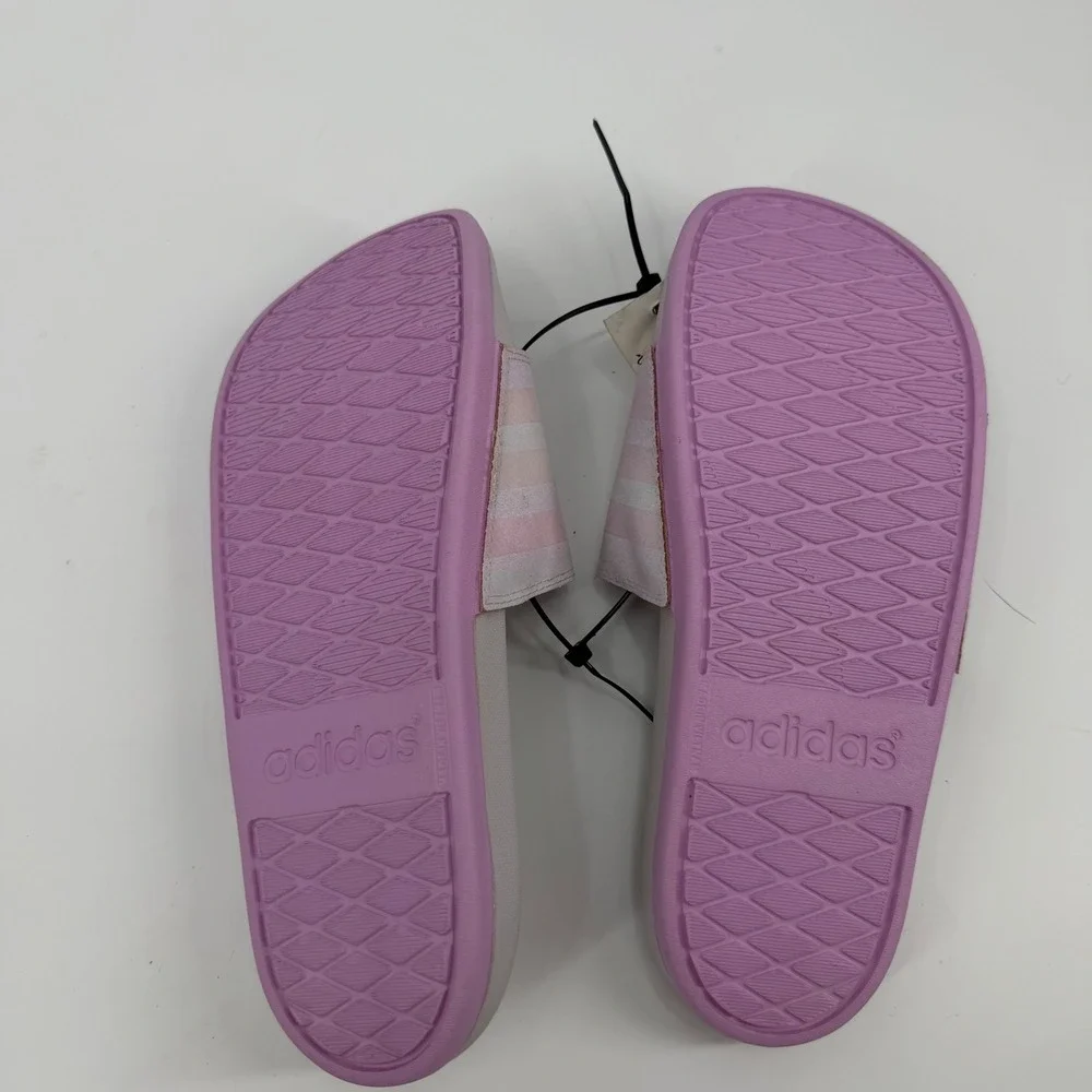 Adidas Adilette Comfort Slides Lilac White Womens 8 Athletic Sandals